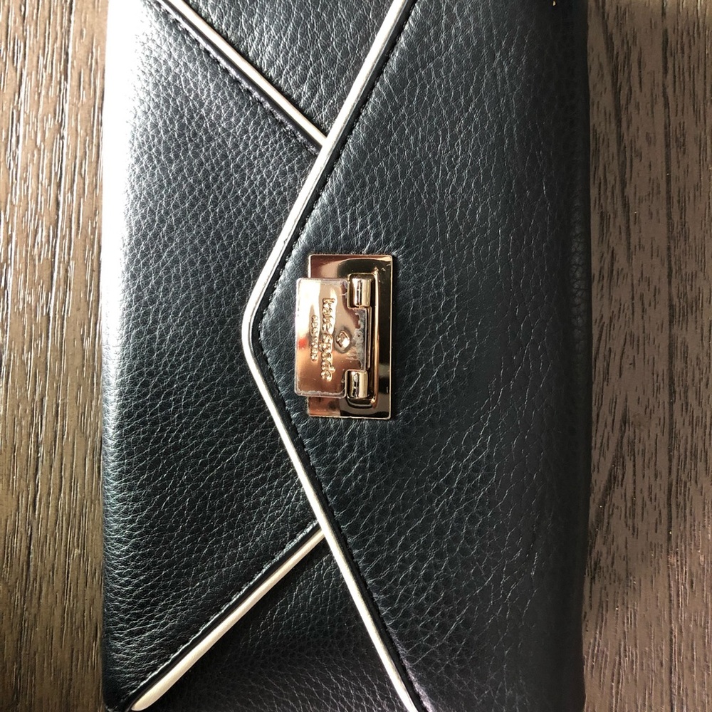 Kate Spade Clutch Wallet - Black with white trim